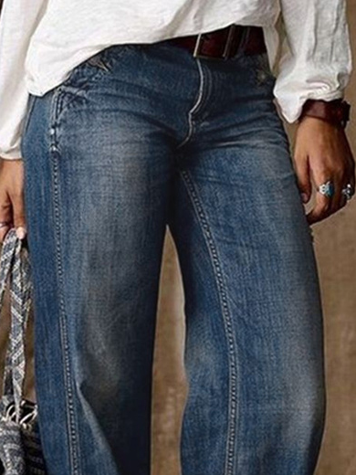 Denim Casual Loose Plain Jeans
