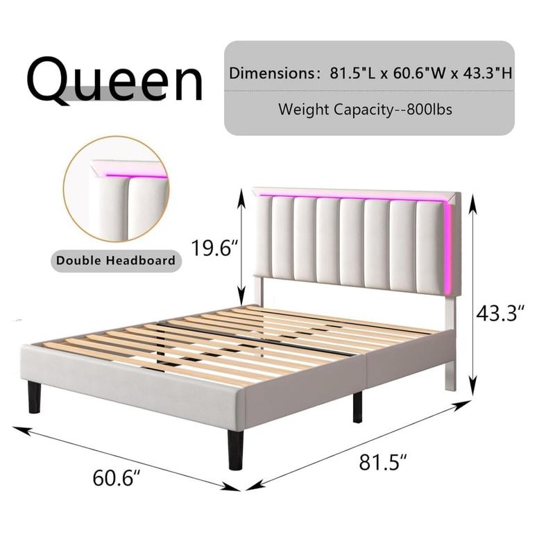 HOMBCK Led Bed Frame