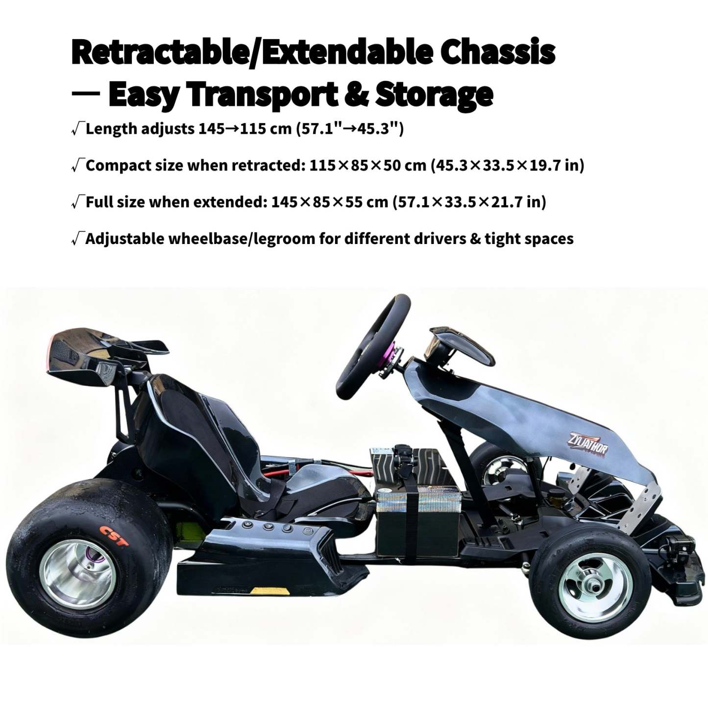 Zyliathor 3000W Mid-Mount Electric Racing Go-Kart