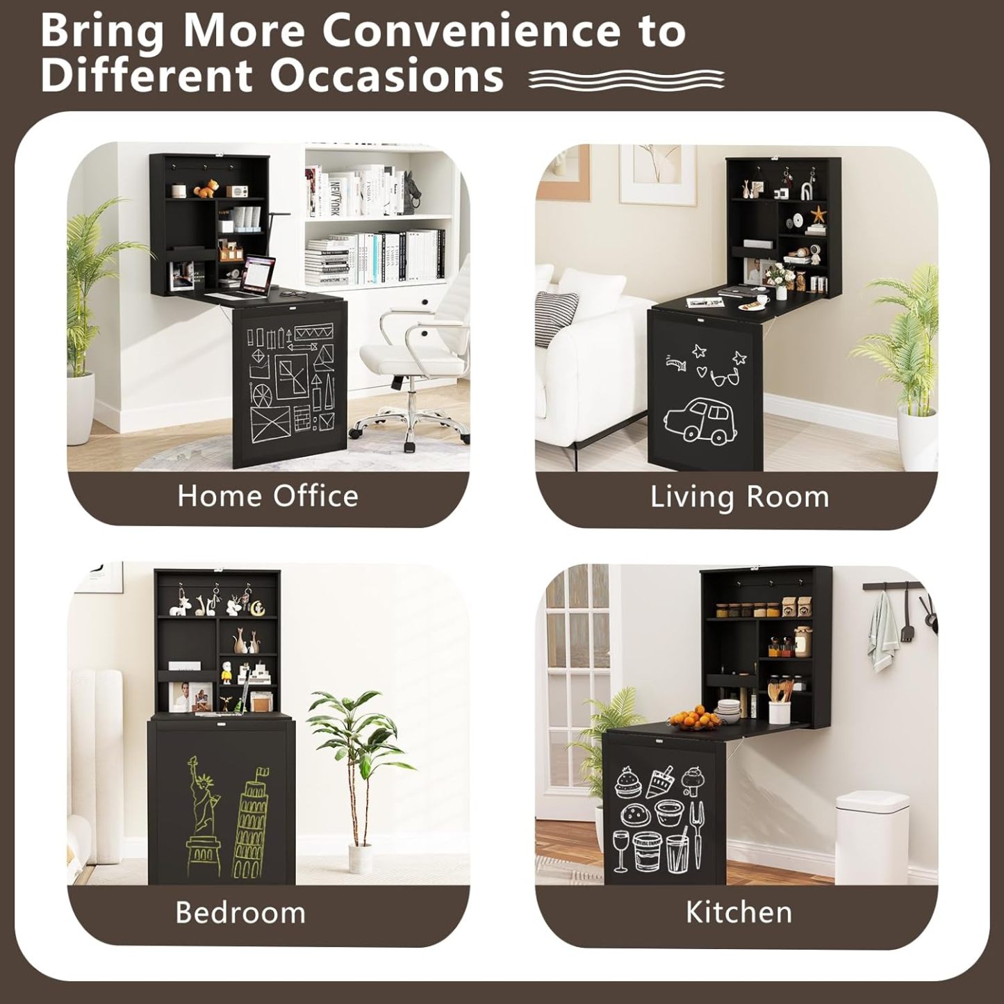 Tangkula Foldable Wall-Mounted Desk