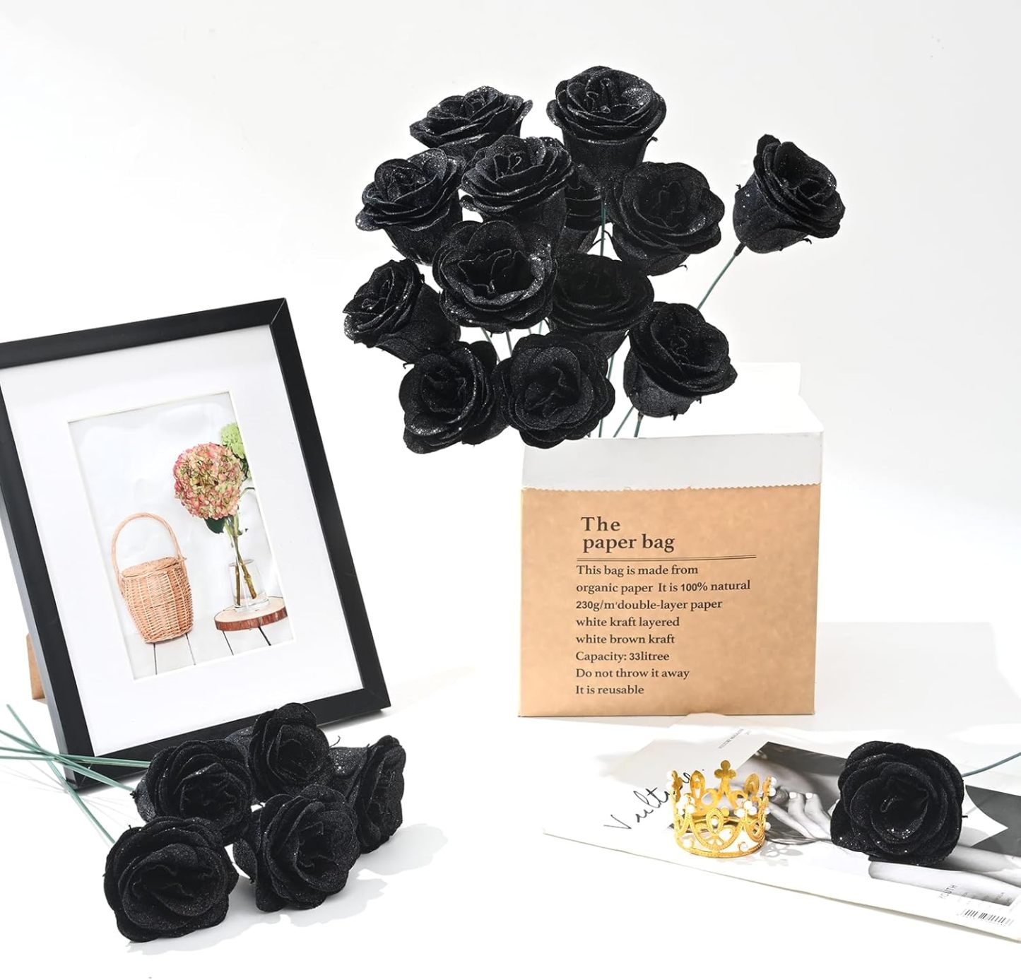 Glitter Rose Bouquet Couple Glitter Everlasting Rose Bouquet (Never Wither)