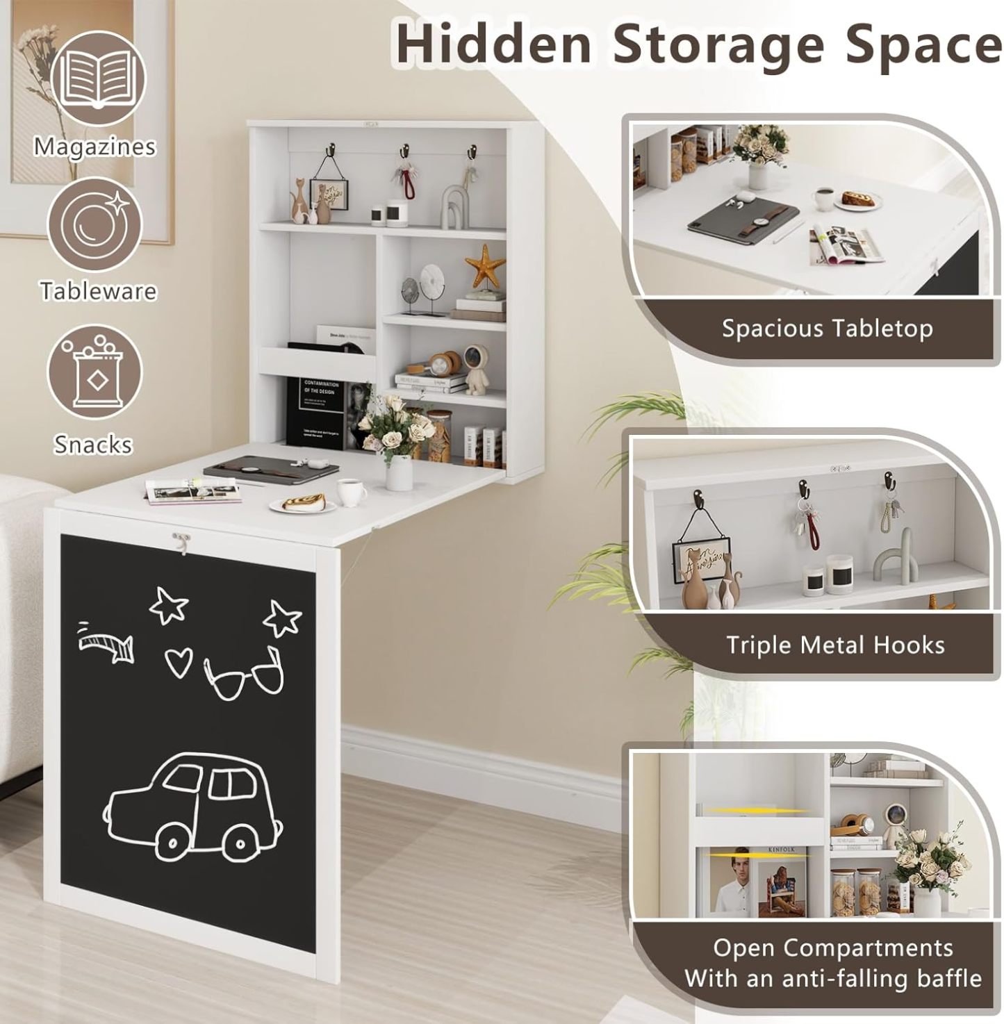 Tangkula Foldable Wall-Mounted Desk