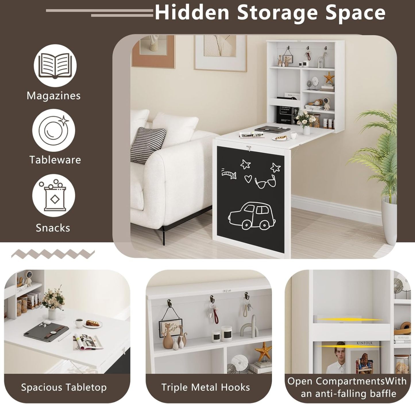 Tangkula Foldable Wall-Mounted Desk