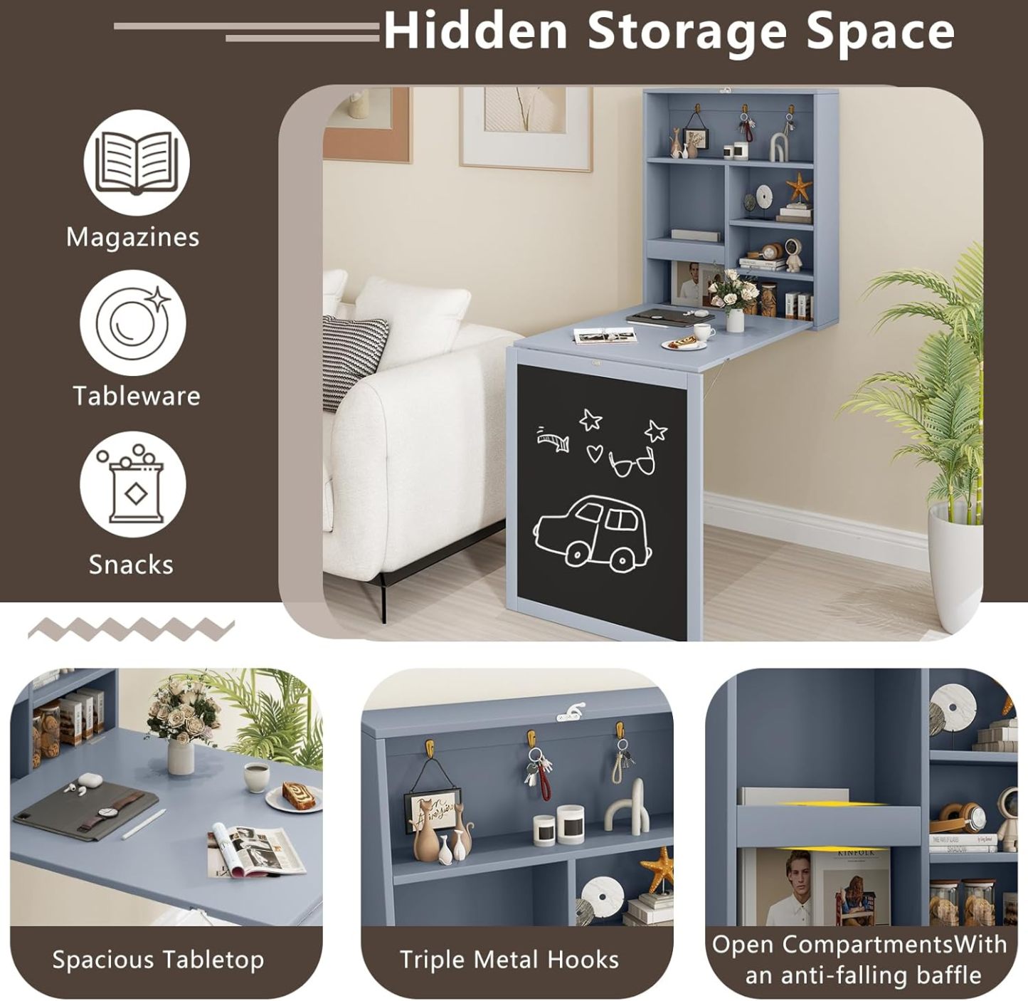 Tangkula Foldable Wall-Mounted Desk