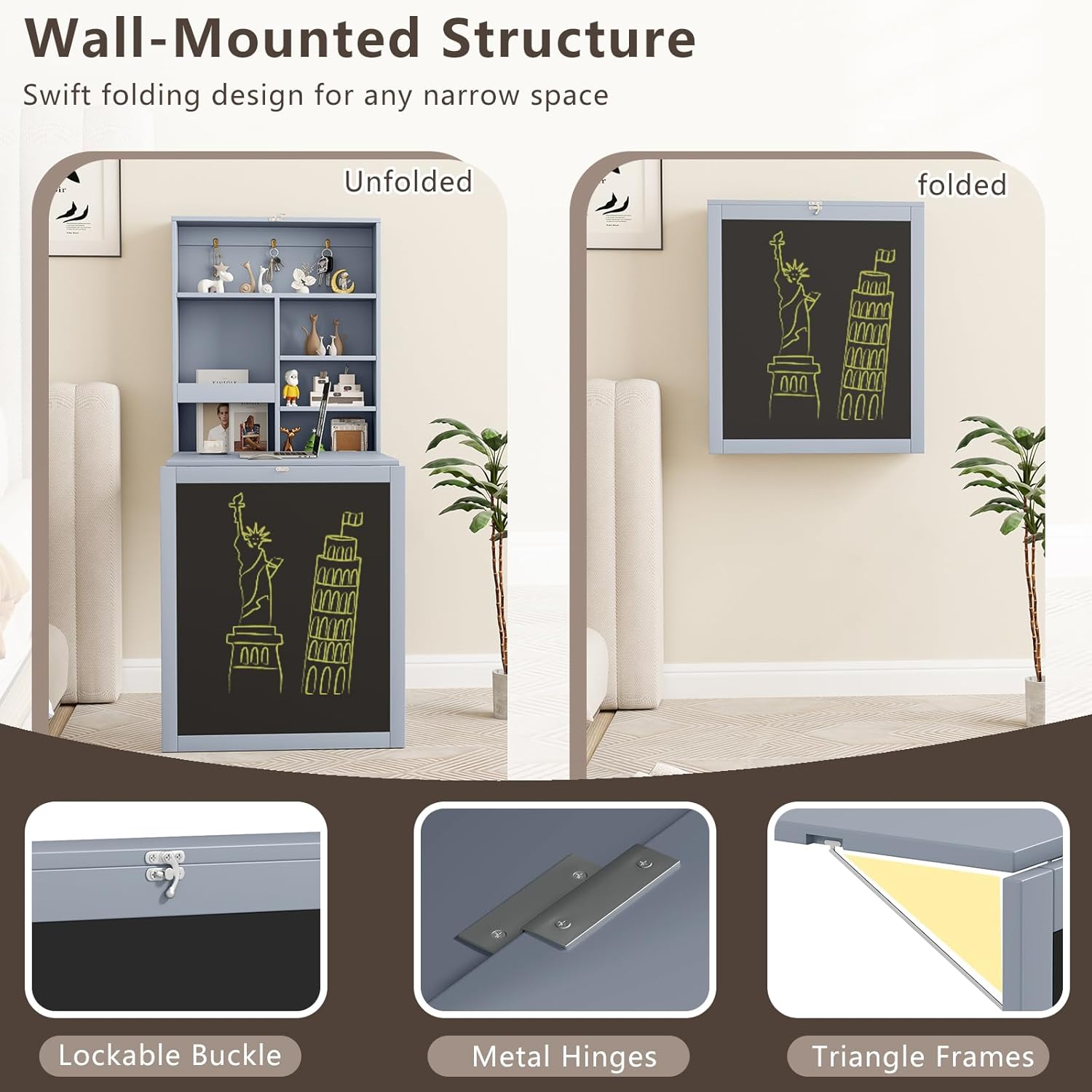 Tangkula Foldable Wall-Mounted Desk