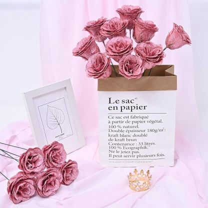 Glitter Rose Bouquet Couple Glitter Everlasting Rose Bouquet (Never Wither)