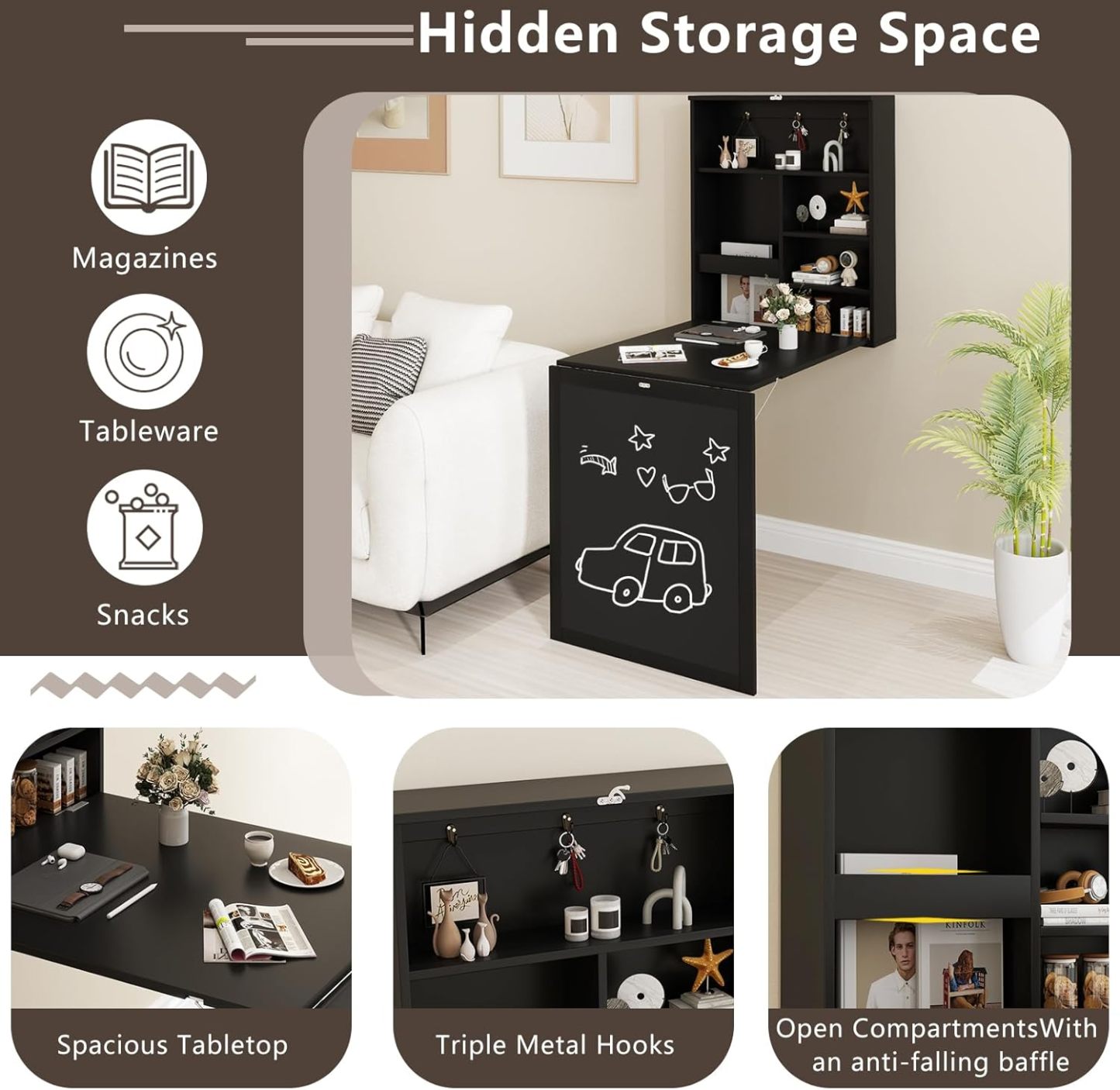 Tangkula Foldable Wall-Mounted Desk