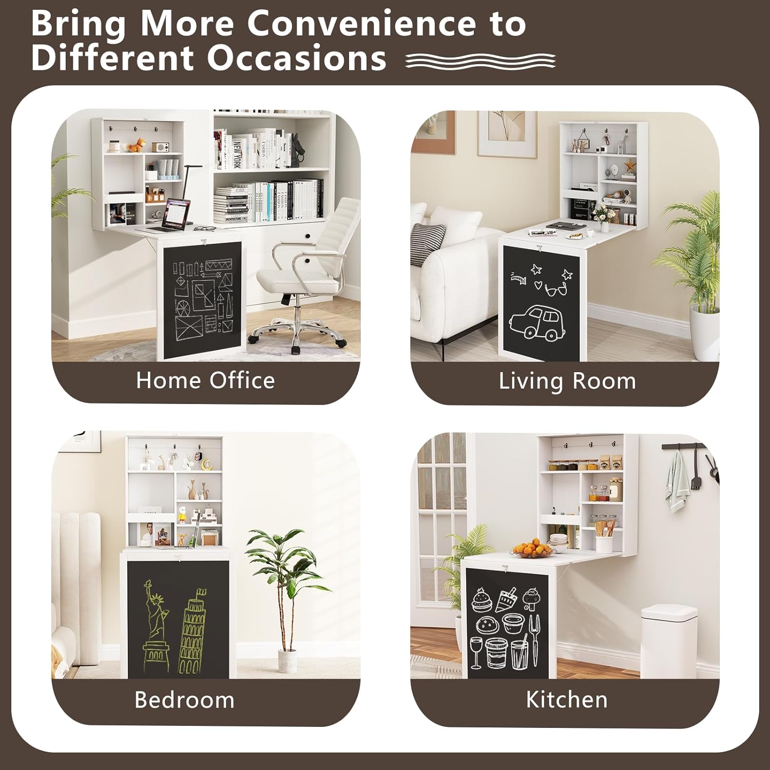 Tangkula Foldable Wall-Mounted Desk