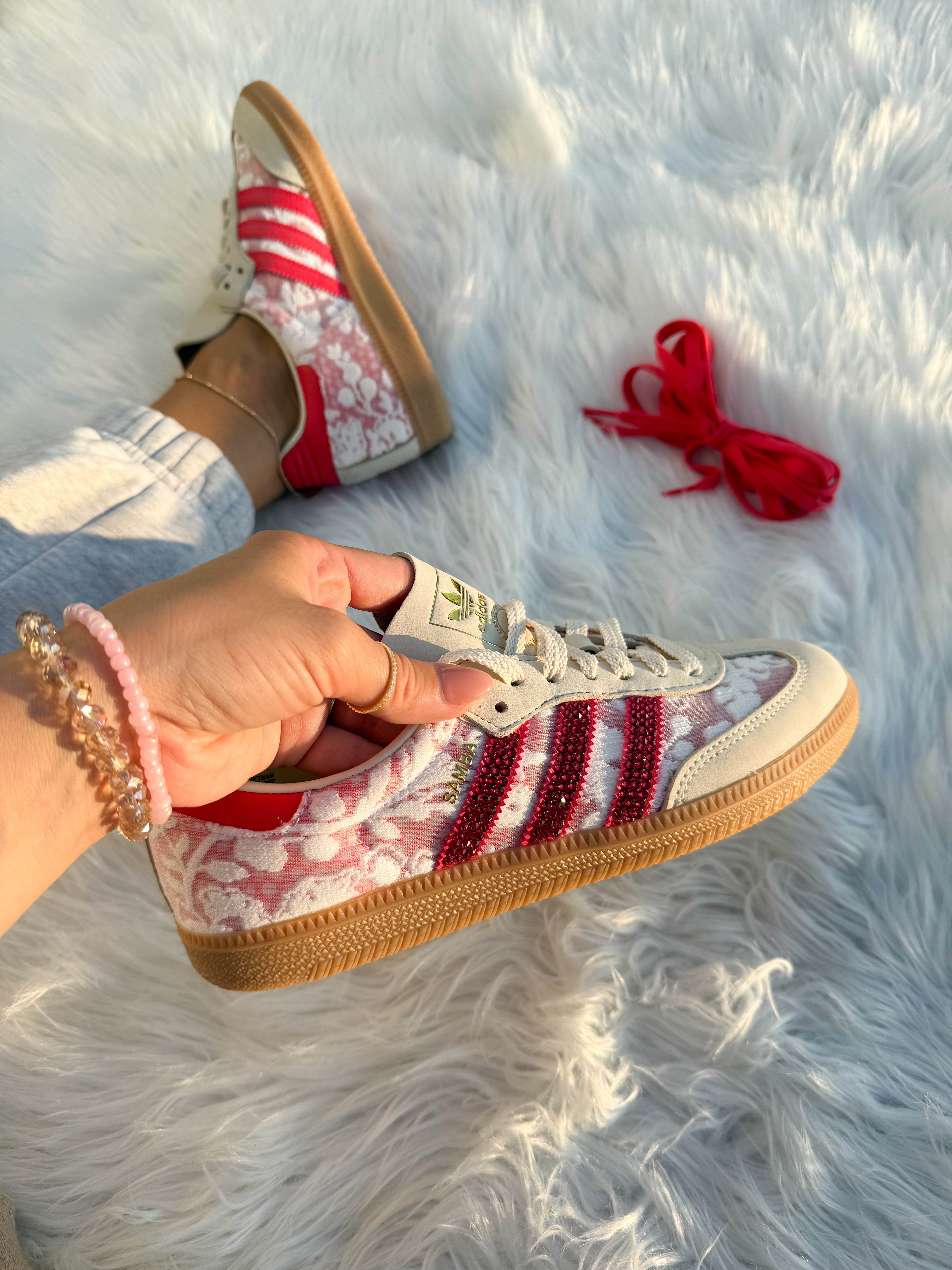 Lace Red Swarovski Adidas Original Samba OG