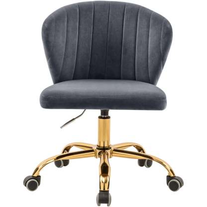 Meridian Furniture Finley Swivel Adjustable Black Velvet and Chrome Office Chair