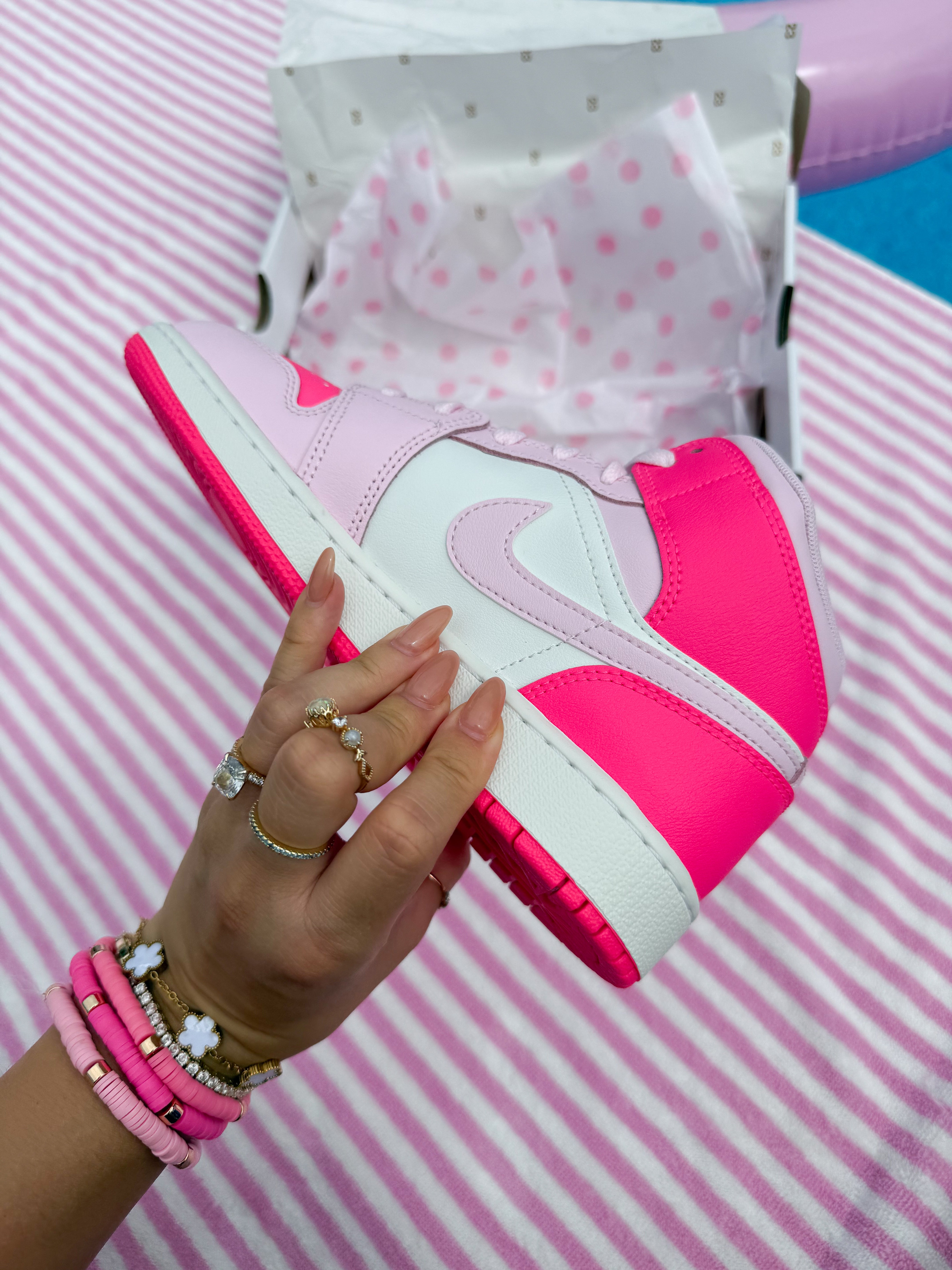 Bubblegum Barbie Pink Swarovski Women’s Air Jordan 1 Mid Shoes