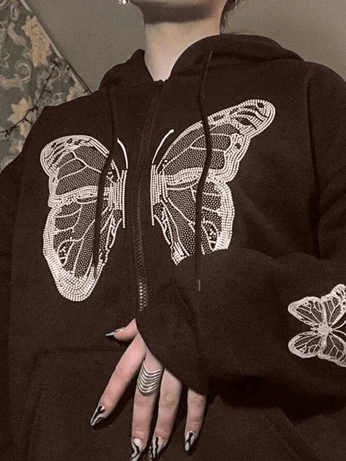 Butterfly Oversized Zip Up Hoodie