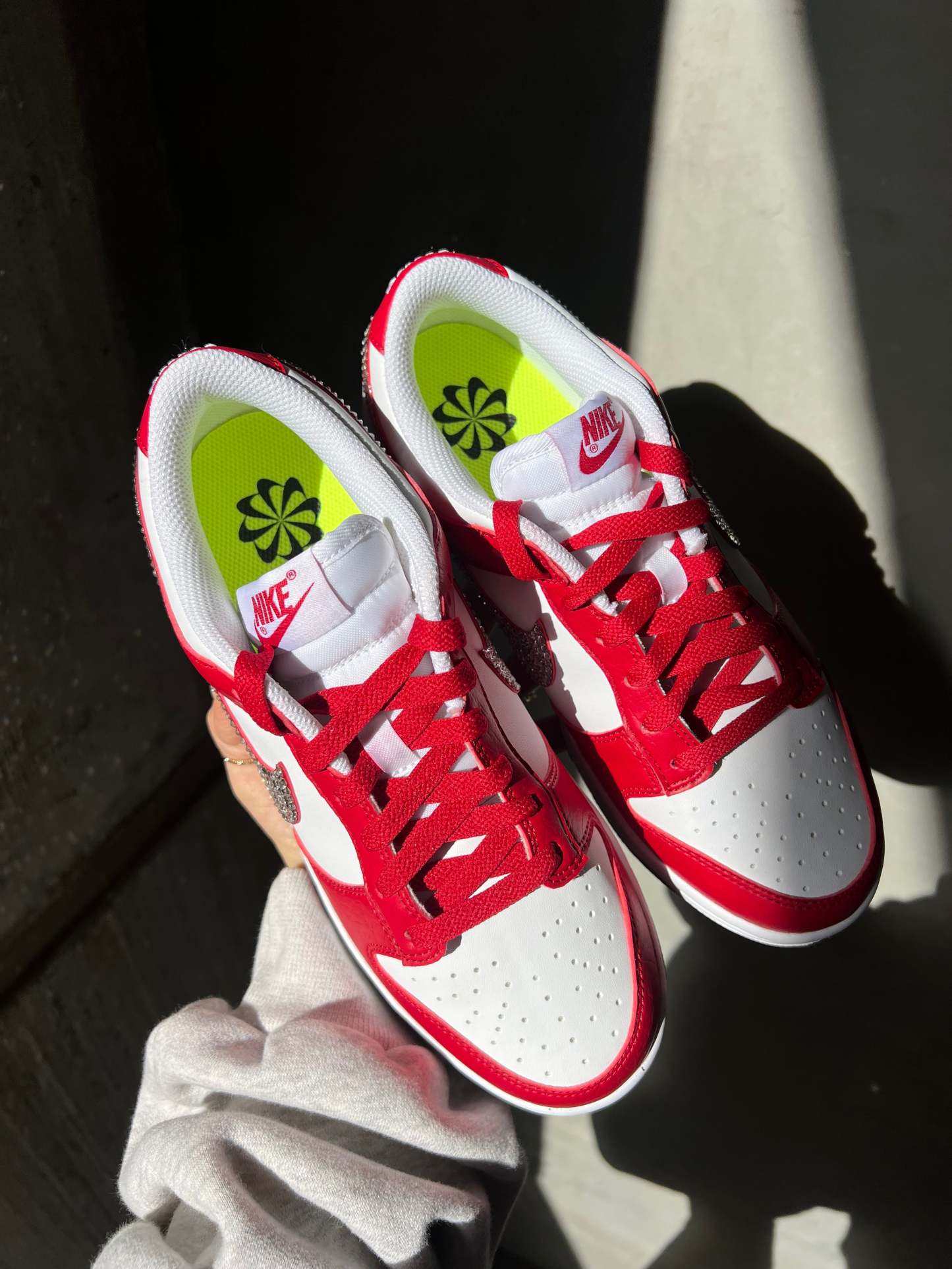 Red Swarovski Womens Nike Dunk Shoes