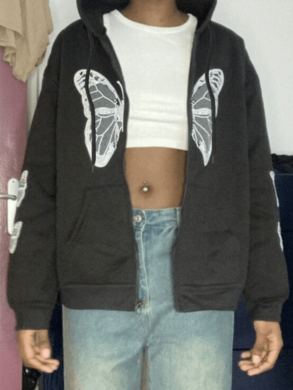 Butterfly Oversized Zip Up Hoodie