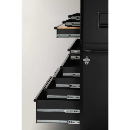 Industrial 52 in. W x 21.5 in. D 15-Drawer Tool Chest and Rolling Cabinet Combo with LED Light in Matte Black