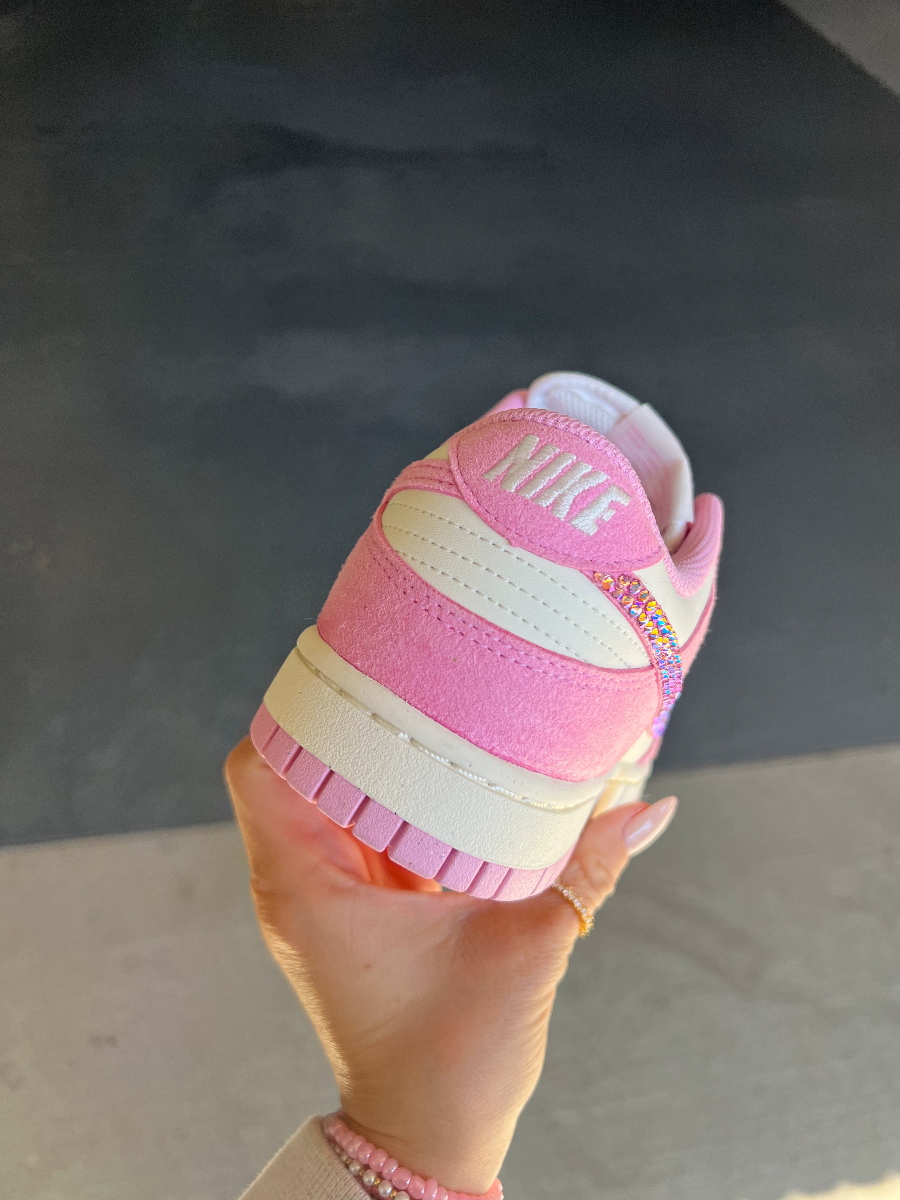 Pink Suede Swarovski Womens Nike Dunk Shoes