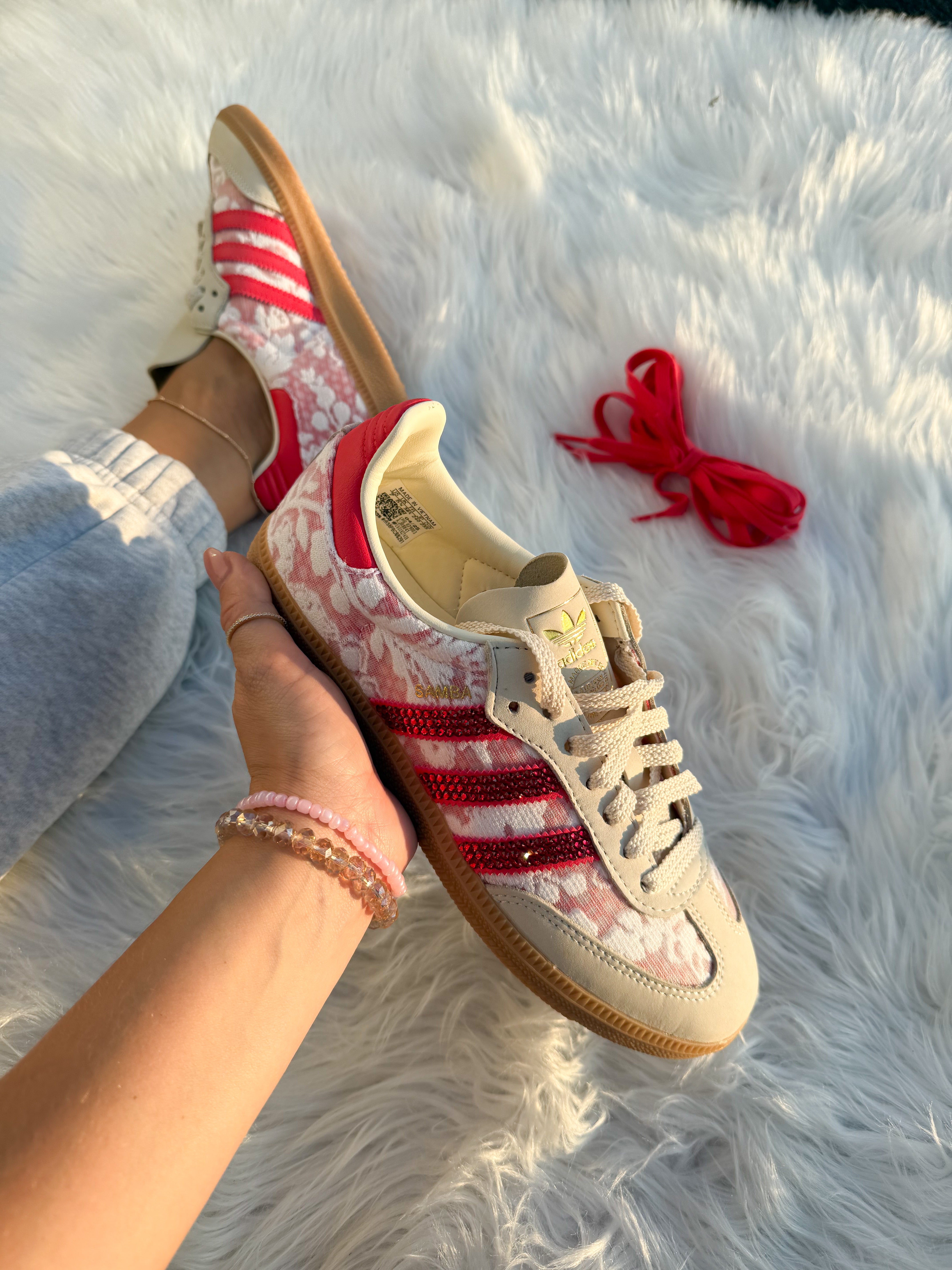 Lace Red Swarovski Adidas Original Samba OG