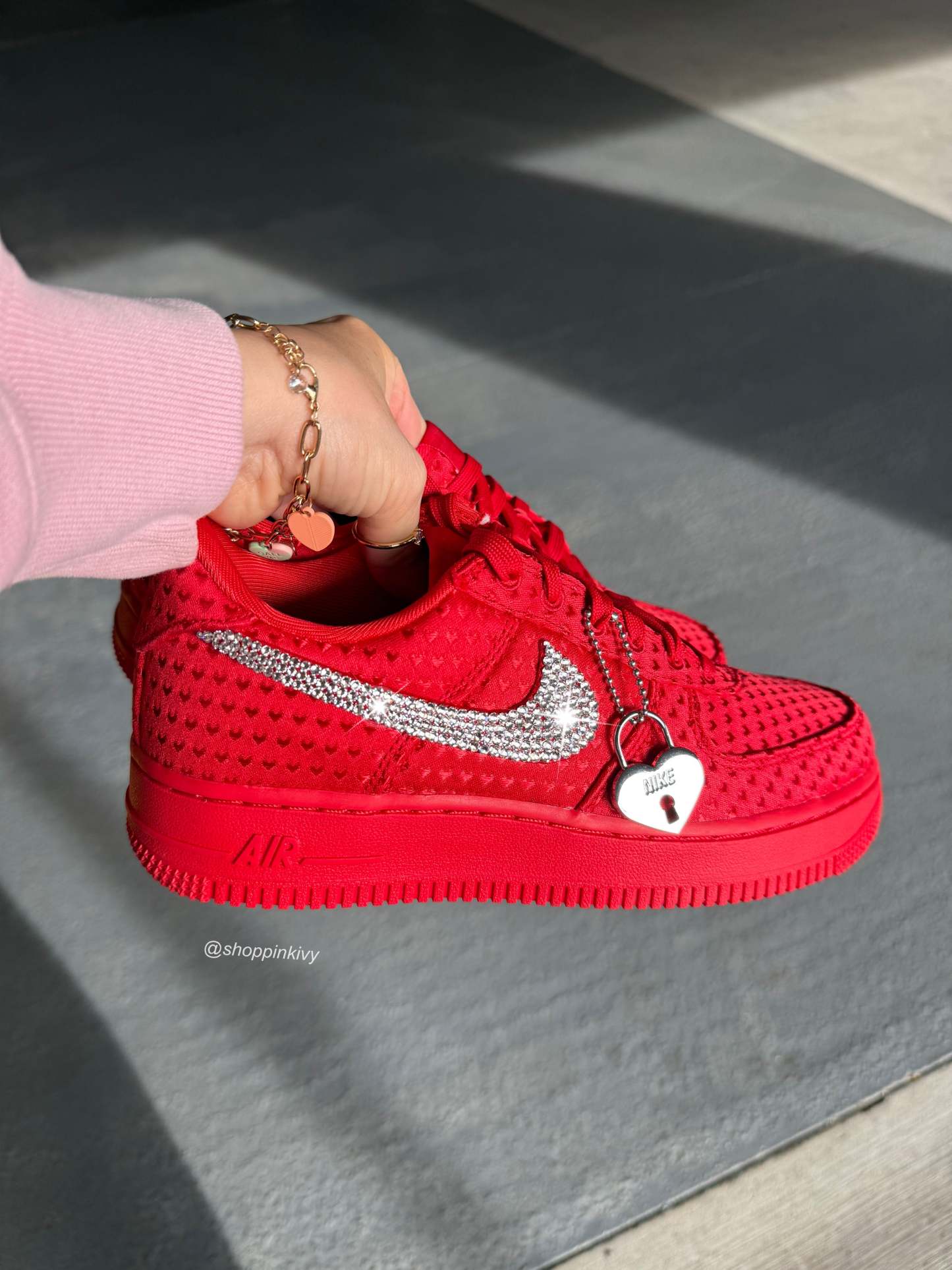Special Edition Valentine’s Red Hearts Swarovski Nike Air Force 1