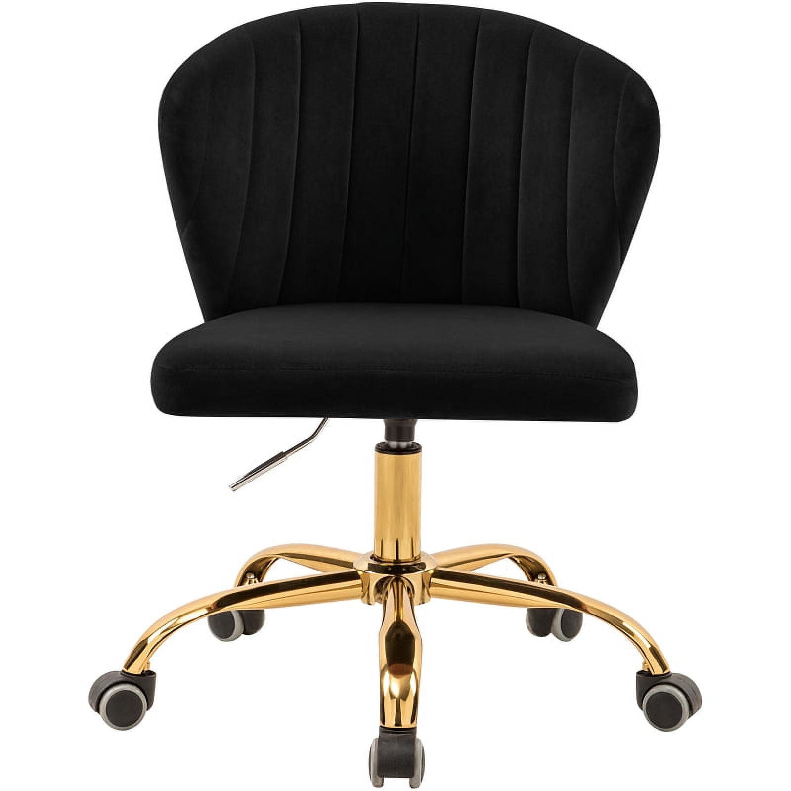 Meridian Furniture Finley Swivel Adjustable Black Velvet and Chrome Office Chair