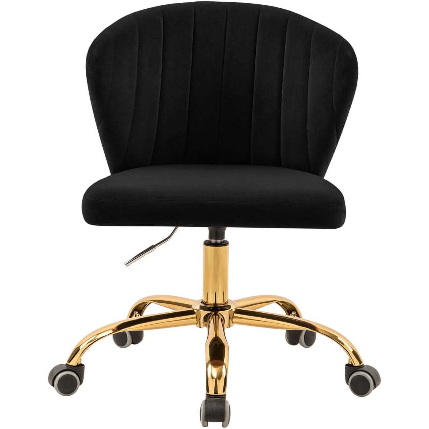 Meridian Furniture Finley Swivel Adjustable Black Velvet and Chrome Office Chair