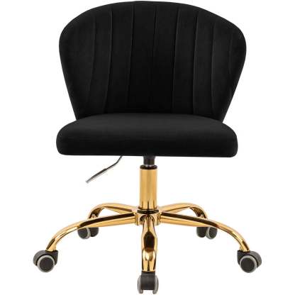 Meridian Furniture Finley Swivel Adjustable Black Velvet and Chrome Office Chair