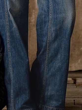 Denim Casual Loose Plain Jeans