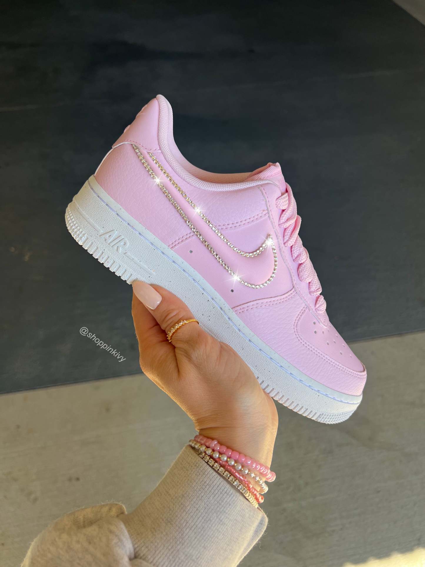 Pink Swarovski Outlined Nike Air Force 1
