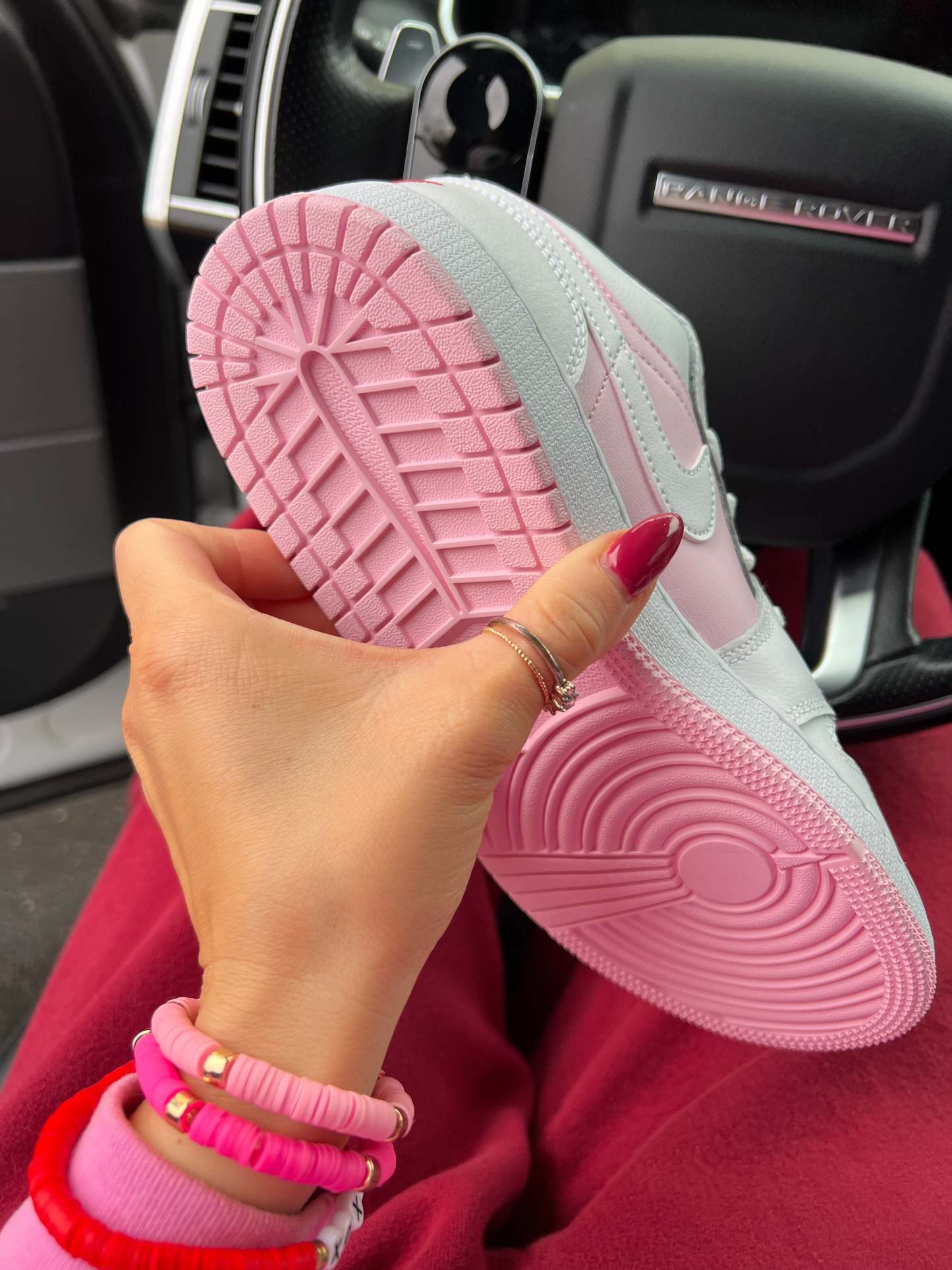 FLASH SALE Pink and White Swarovski Women’s Air Jordan 1 Low Shoes