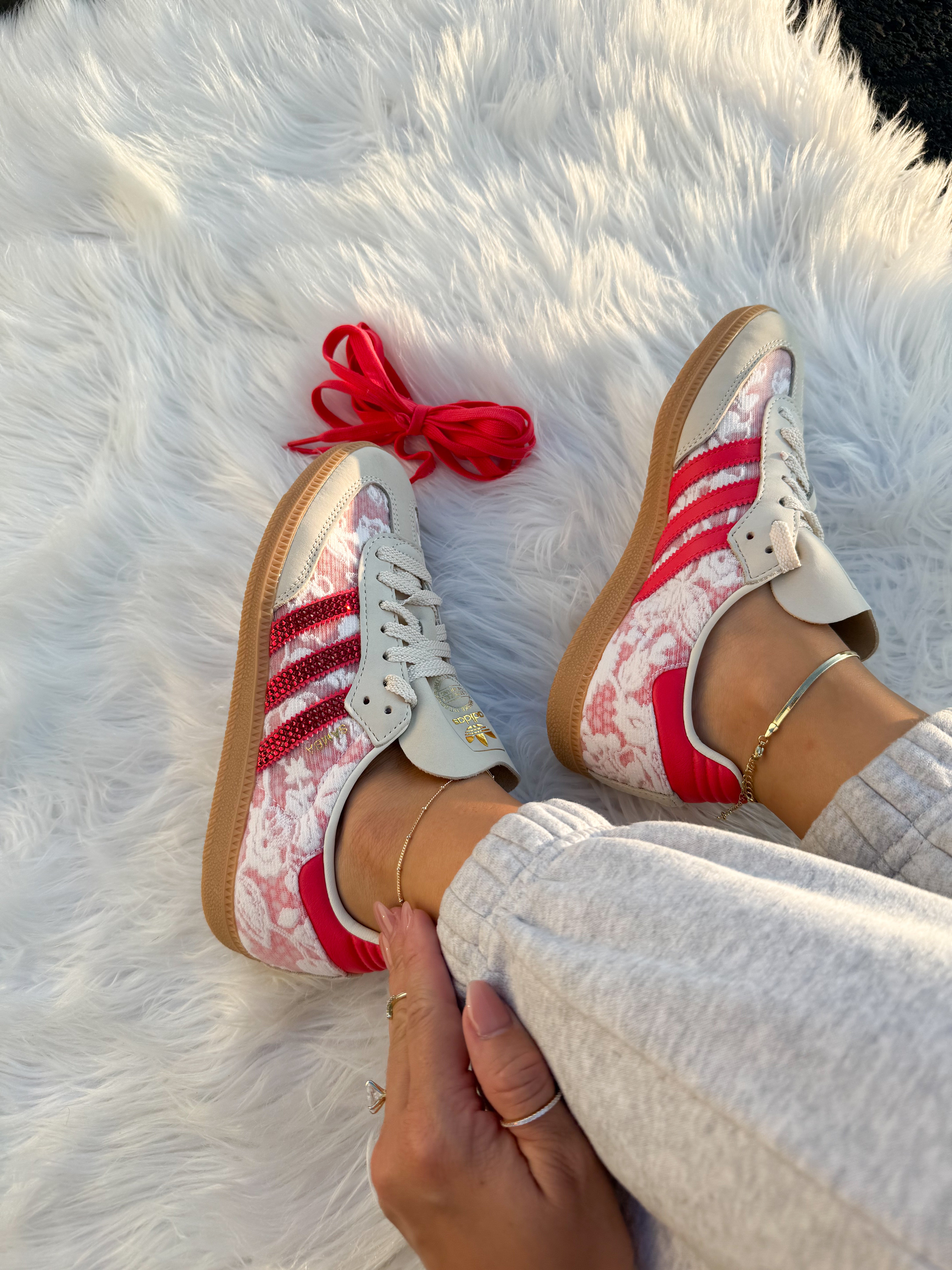 Lace Red Swarovski Adidas Original Samba OG