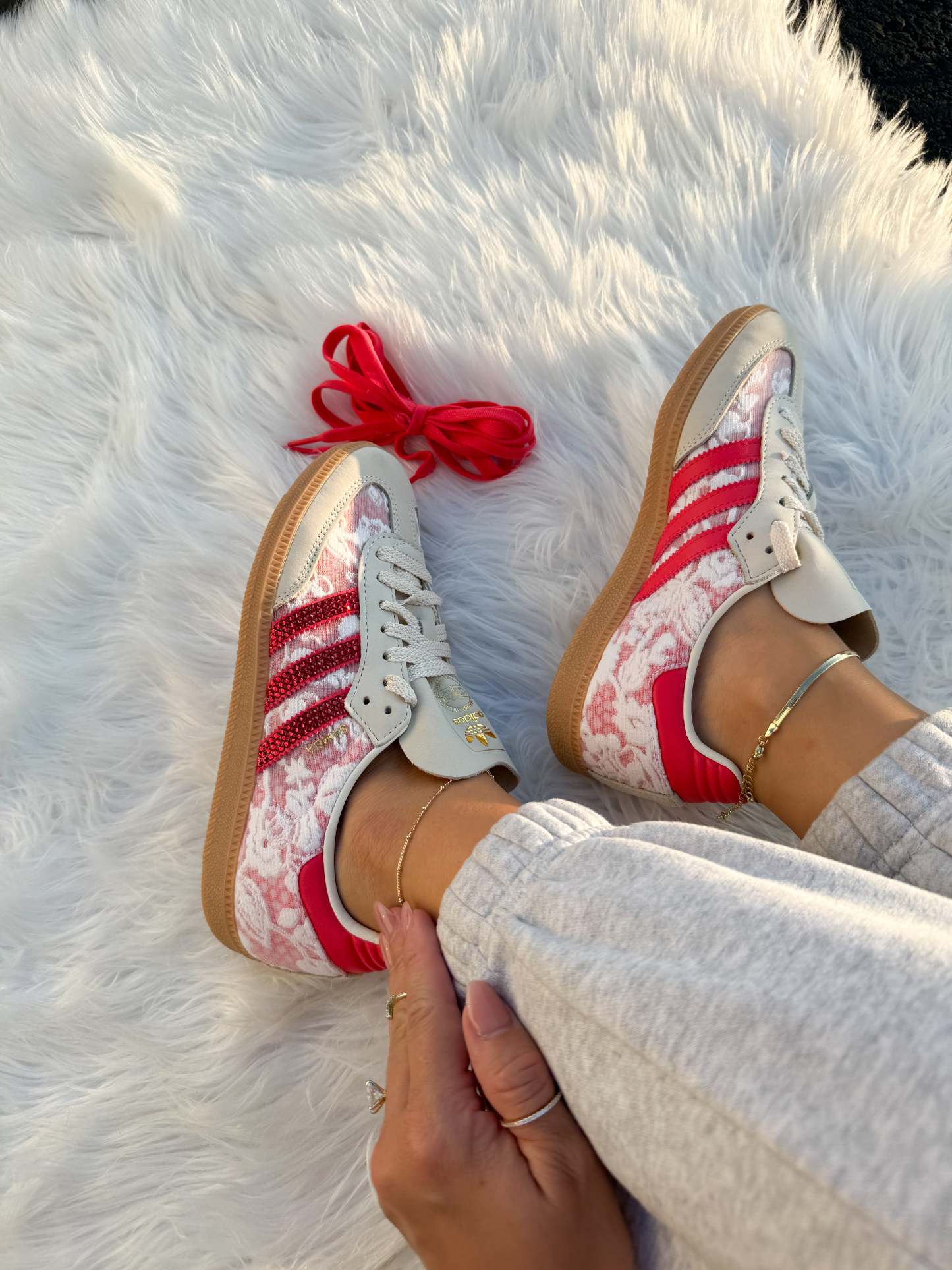 Lace Red Swarovski Adidas Original Samba OG