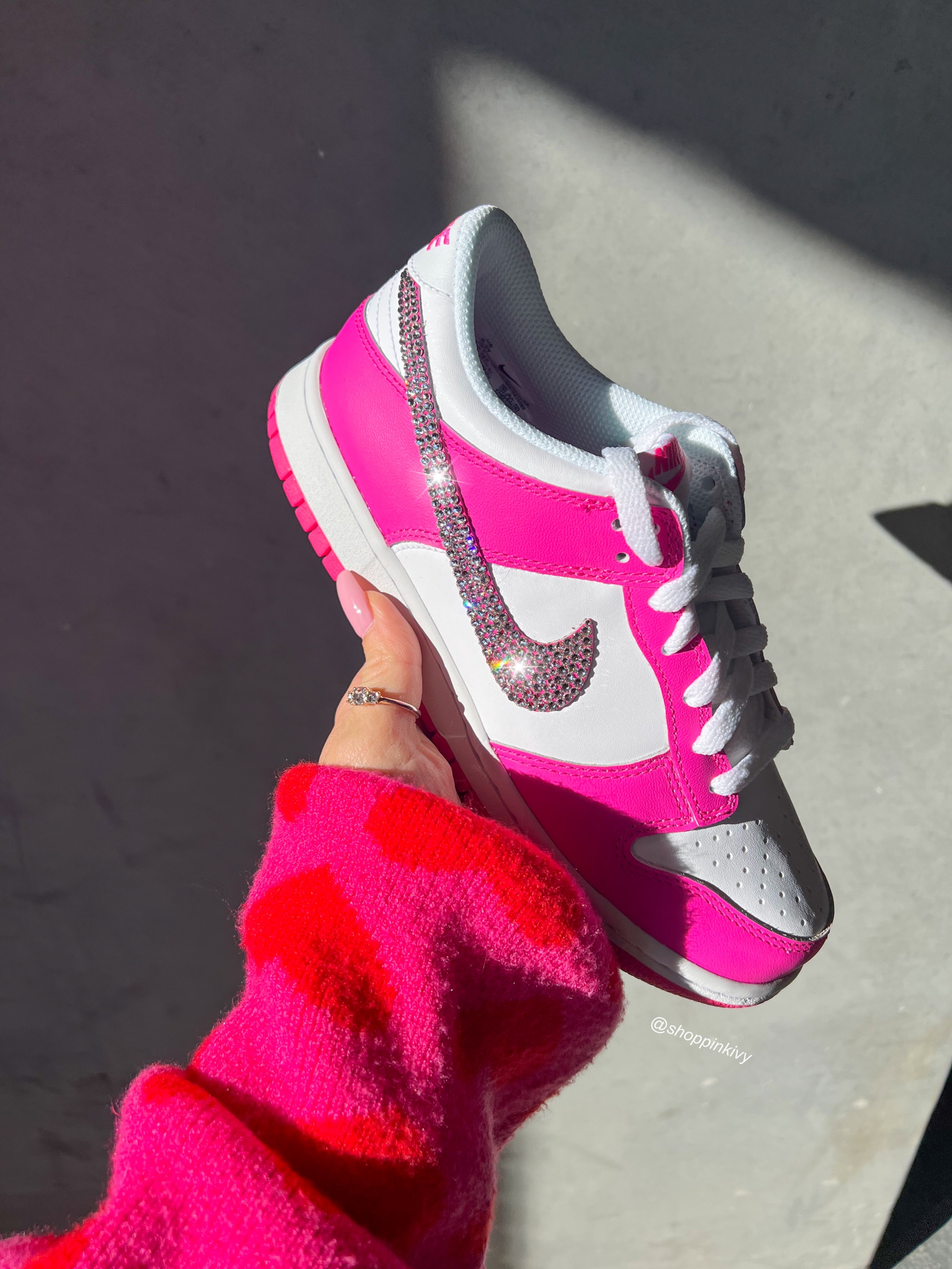 Hot Pink Swarovski Womens Nike Dunk Shoes