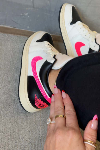 Cream Hot Pink Swarovski Women’s Air Jordan 1 Low Shoes