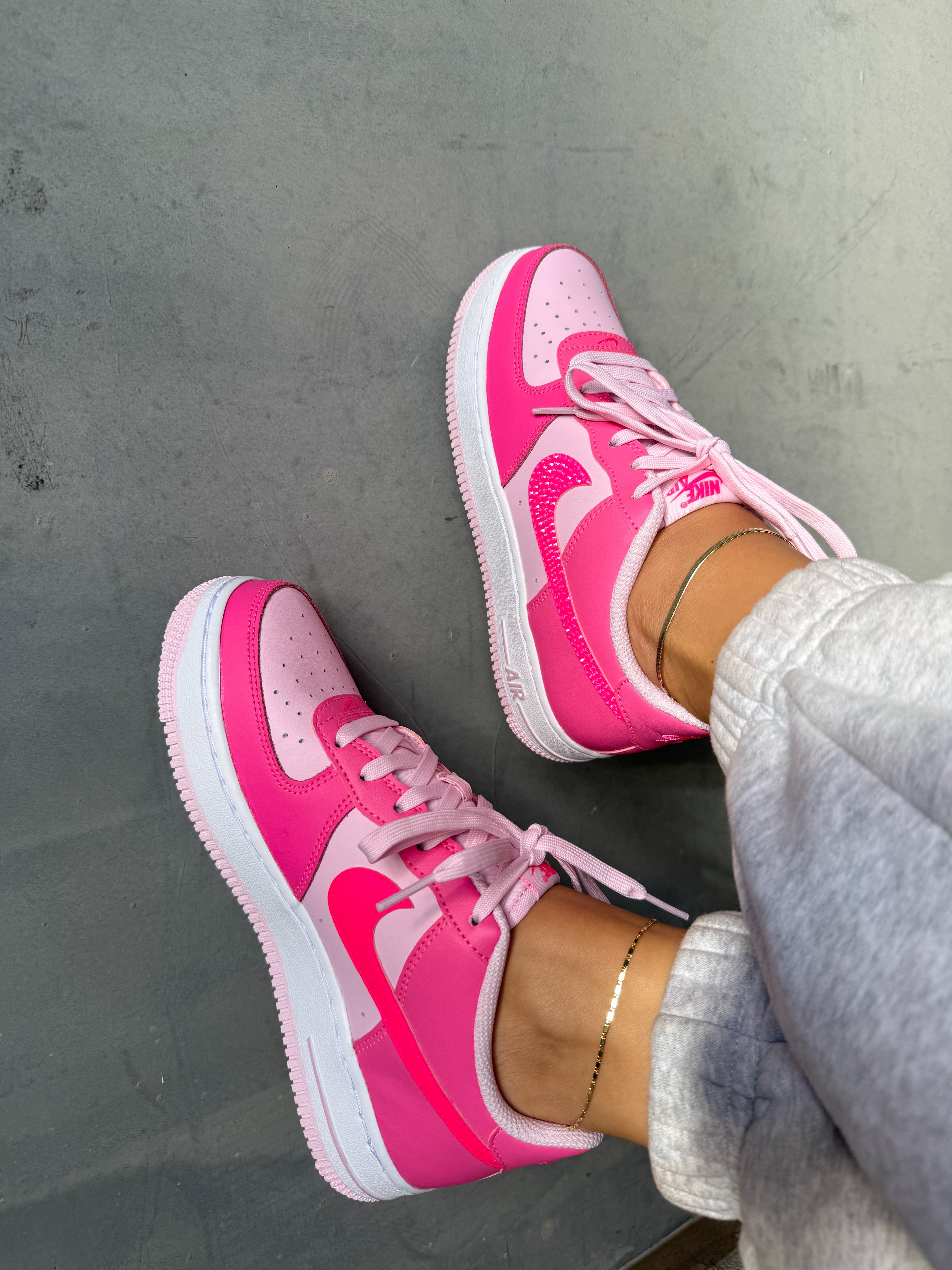 Bubblegum Pink Swarovski Women’s Air Force 1 Low Shoes