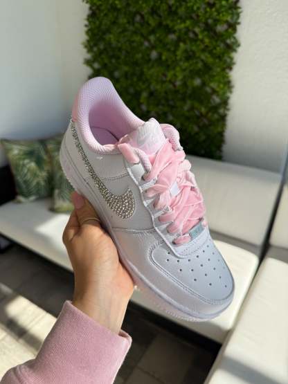 Valentine’s Pink Velvet White Swarovski Nike Air Force 1