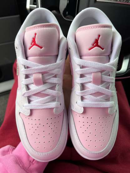 FLASH SALE Pink and White Swarovski Women’s Air Jordan 1 Low Shoes
