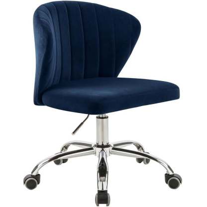 Meridian Furniture Finley Swivel Adjustable Black Velvet and Chrome Office Chair