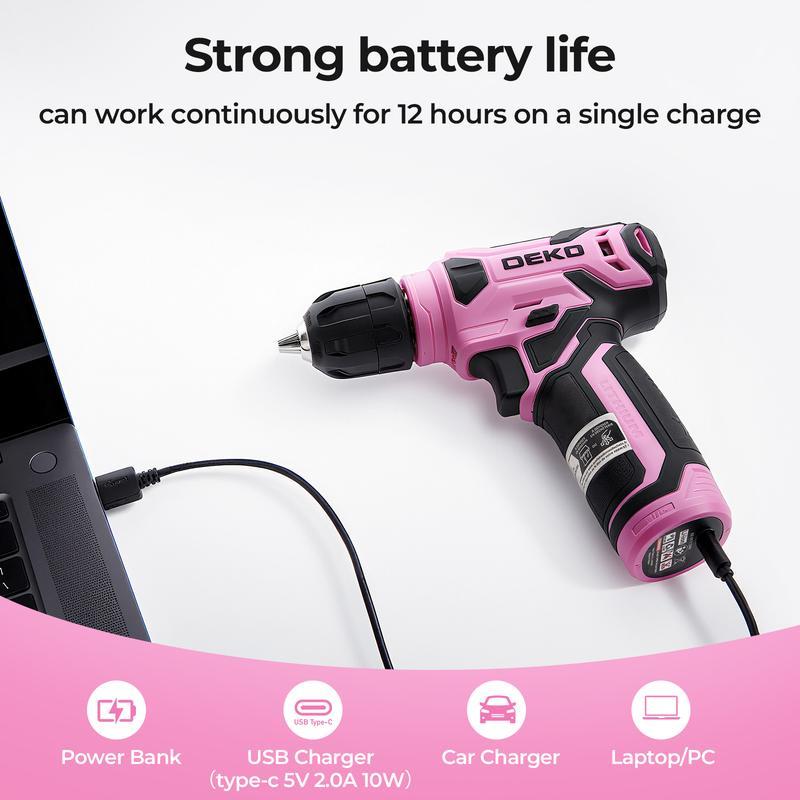 DEKO 8V Cordless Drill Set – 126-Piece Home Tool Kit With Storage Case