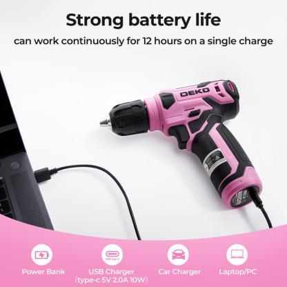 DEKO 8V Cordless Drill Set – 126-Piece Home Tool Kit With Storage Case