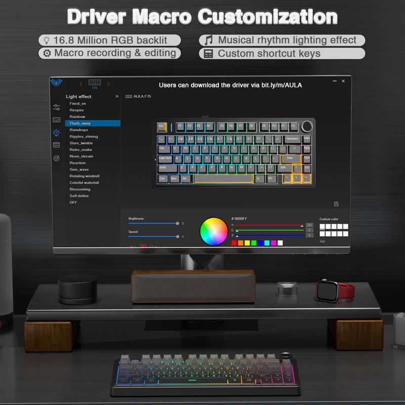AULA F75 Pro Mechanical Keyboard RGB Backlit 2.4G Wireless Bluetooth Hot