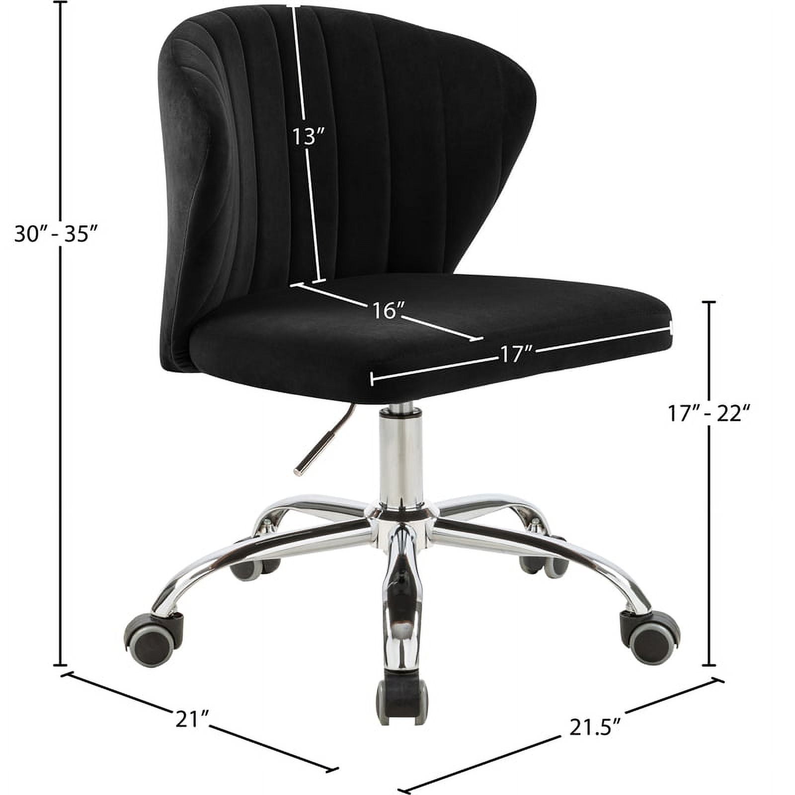 Meridian Furniture Finley Swivel Adjustable Black Velvet and Chrome Office Chair