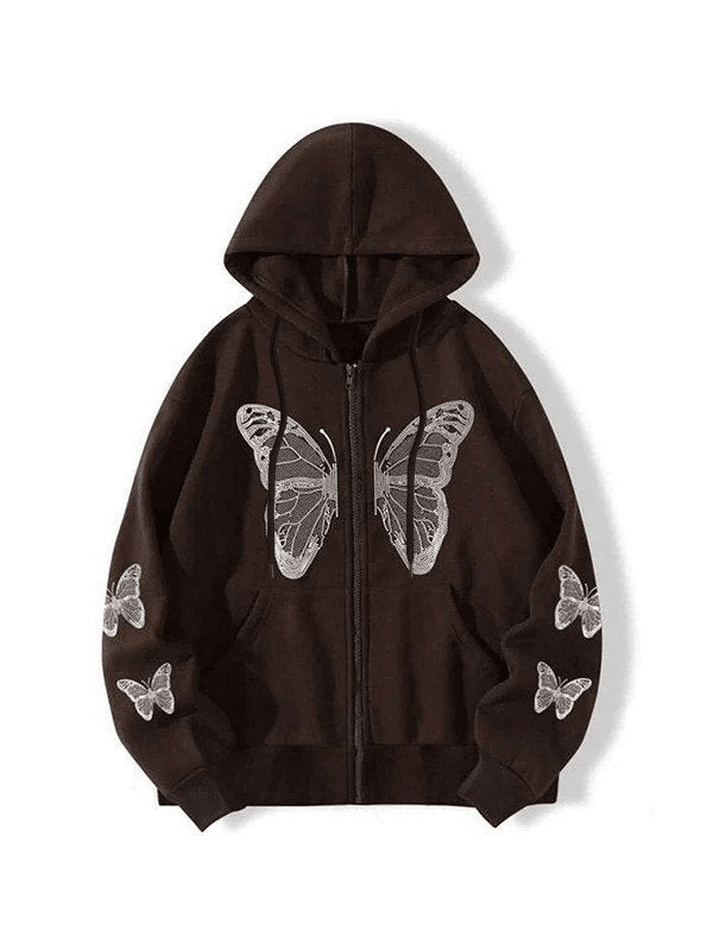 Butterfly Oversized Zip Up Hoodie