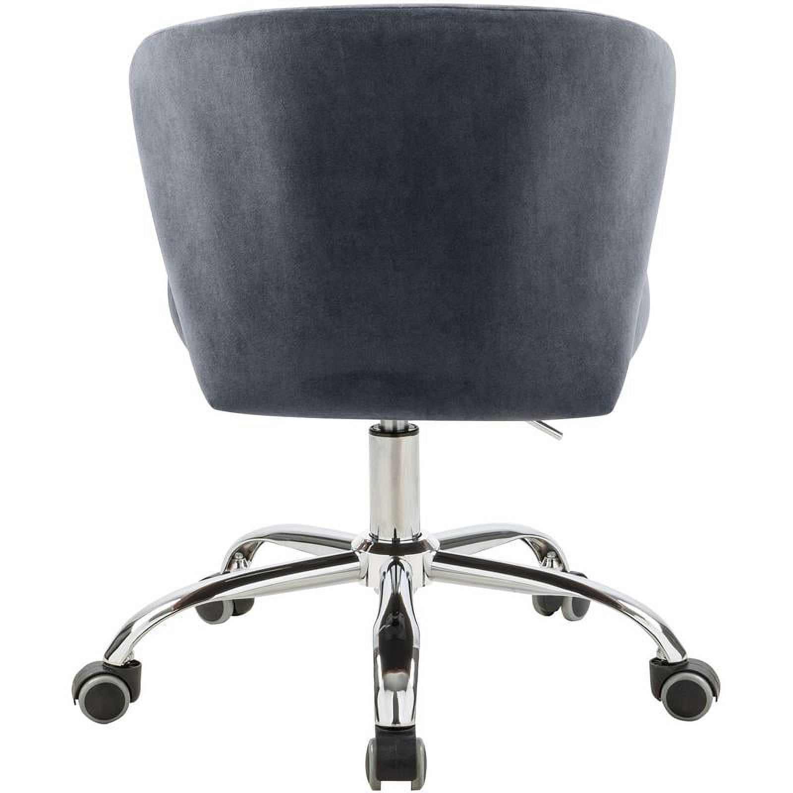 Meridian Furniture Finley Swivel Adjustable Black Velvet and Chrome Office Chair