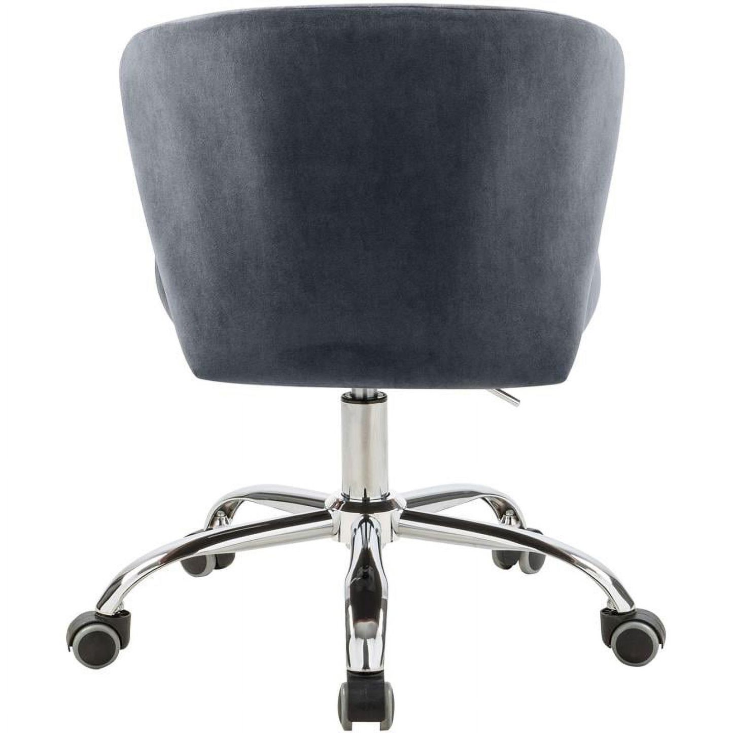 Meridian Furniture Finley Swivel Adjustable Black Velvet and Chrome Office Chair