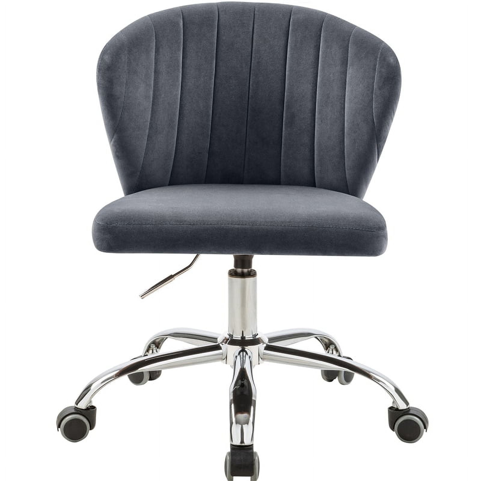 Meridian Furniture Finley Swivel Adjustable Black Velvet and Chrome Office Chair