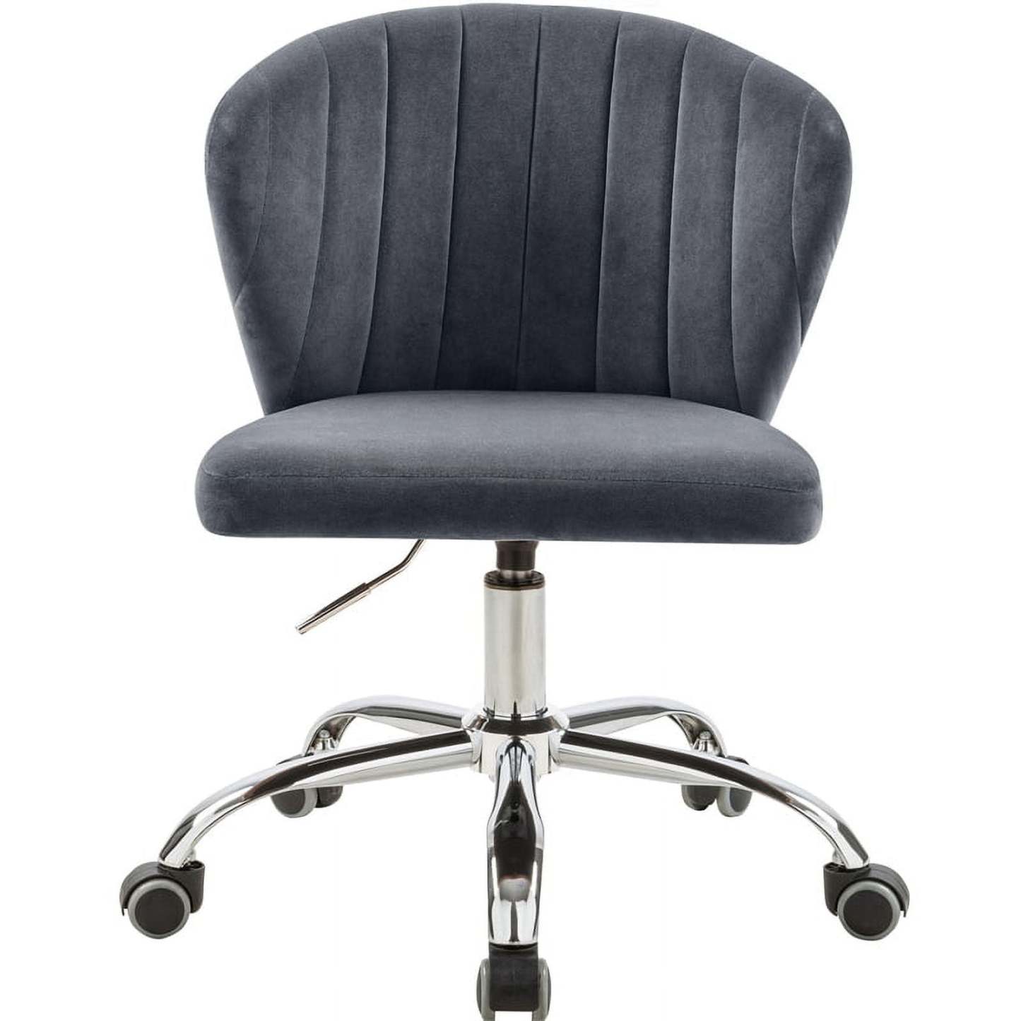 Meridian Furniture Finley Swivel Adjustable Black Velvet and Chrome Office Chair
