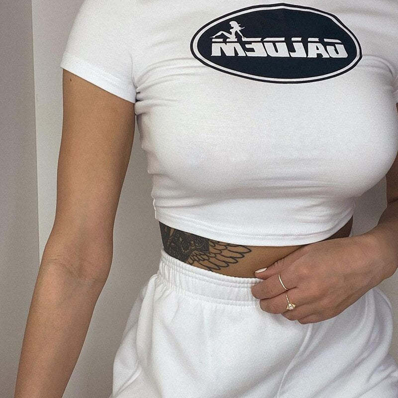 White Pattern Print T-Shirt