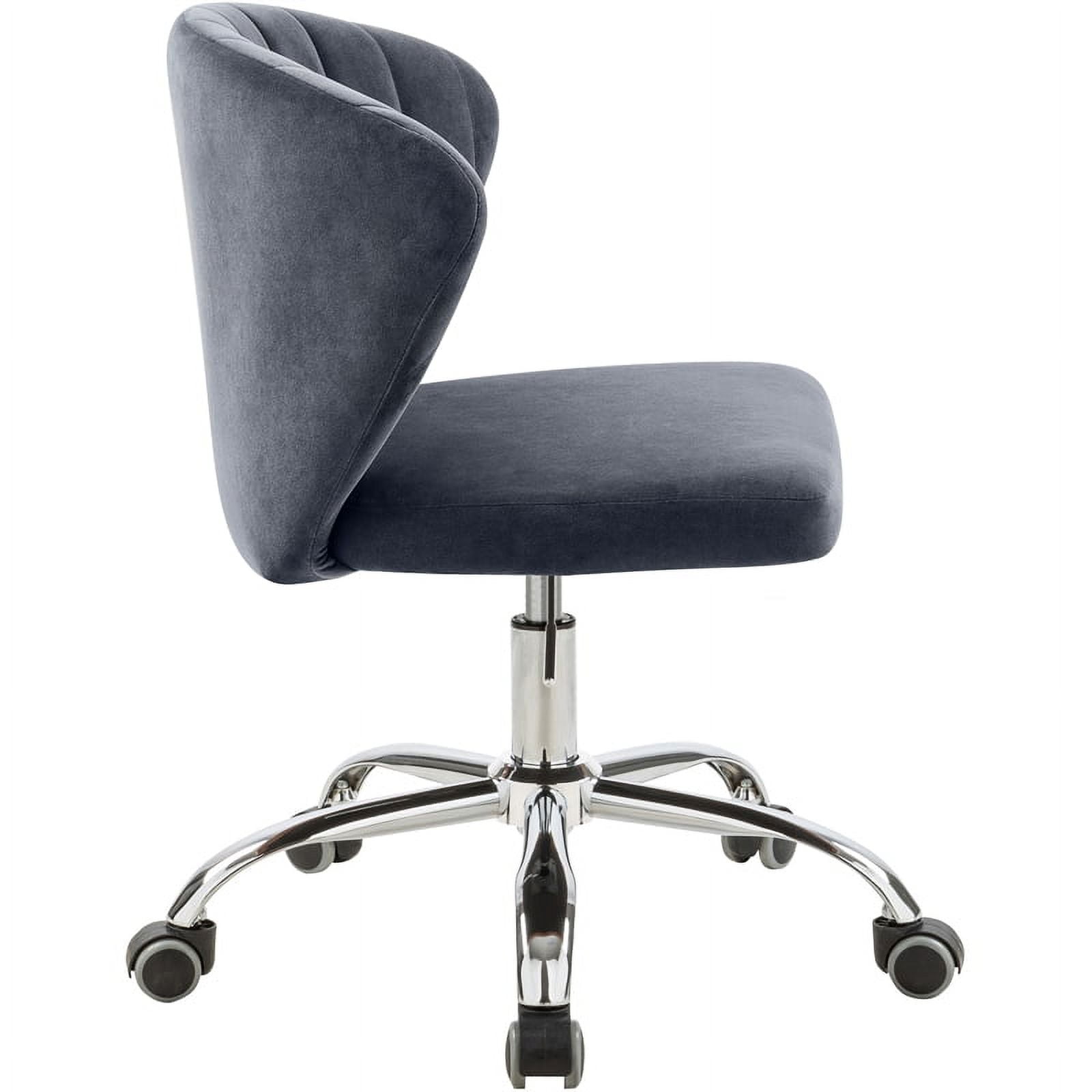 Meridian Furniture Finley Swivel Adjustable Black Velvet and Chrome Office Chair