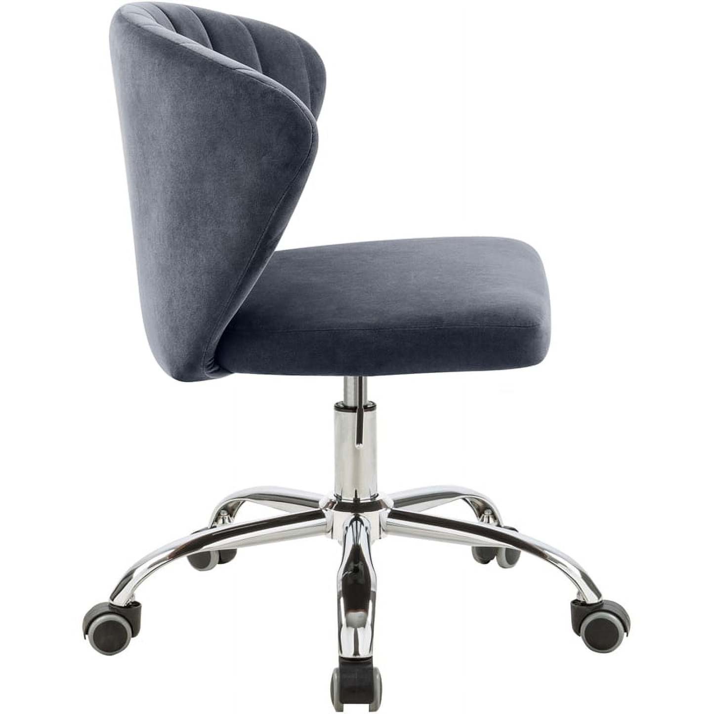 Meridian Furniture Finley Swivel Adjustable Black Velvet and Chrome Office Chair