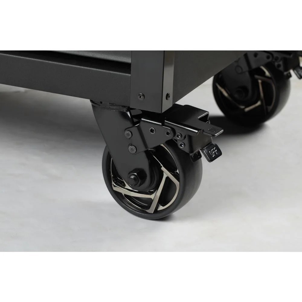 Industrial 52 in. W x 21.5 in. D 15-Drawer Tool Chest and Rolling Cabinet Combo with LED Light in Matte Black