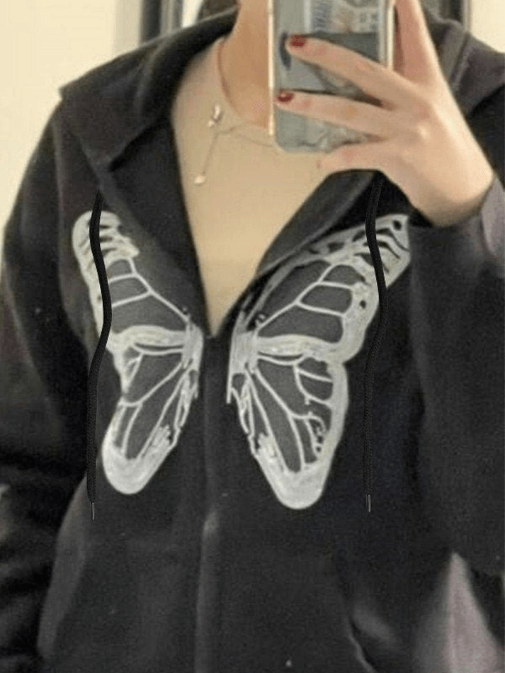 Butterfly Oversized Zip Up Hoodie
